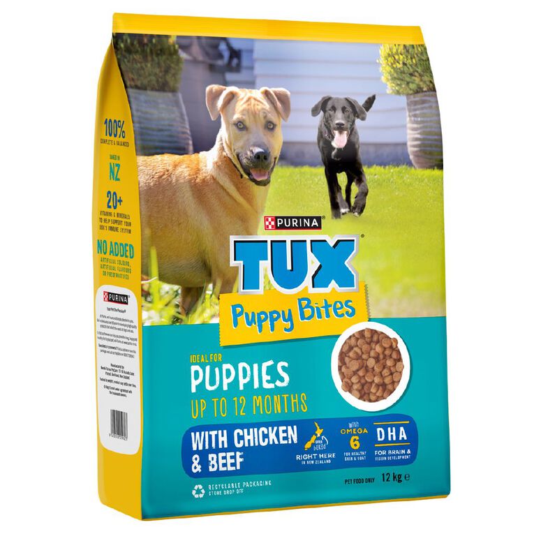 TUX Tasty Bites Puppy Chicken & Beef Dry Dog Food 12kg, , hi-res