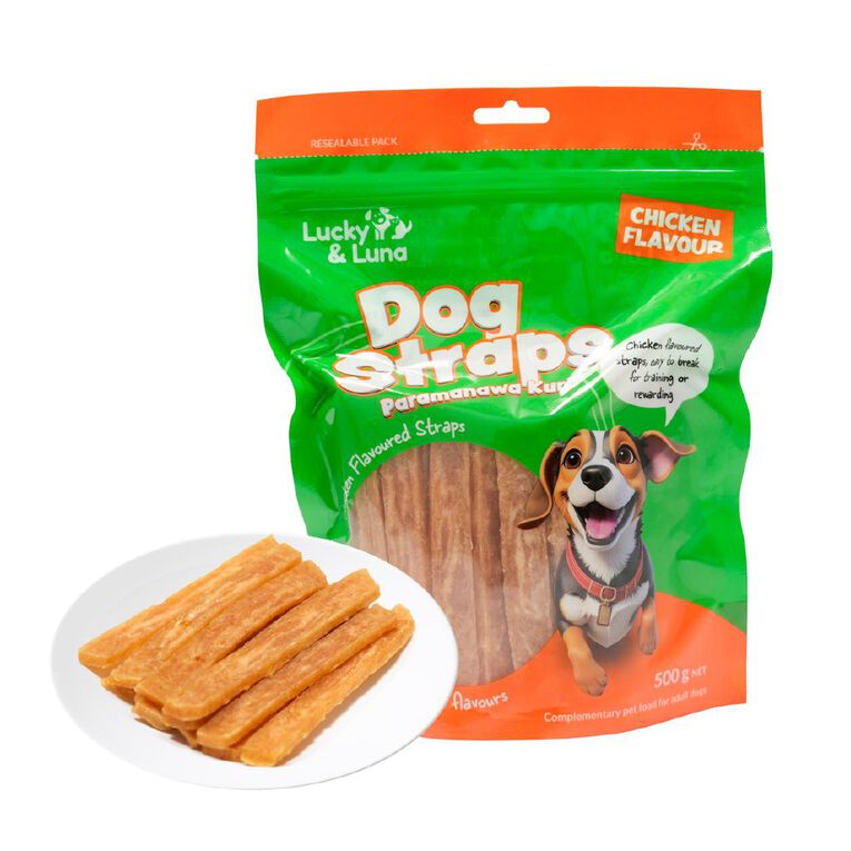Lucky & Luna Chicken Straps 500g, , hi-res