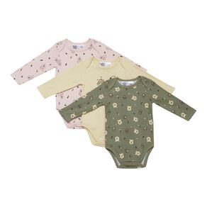 Winnie the Pooh Babies' Long Sleeve Printed Bodysuit 3 Pack