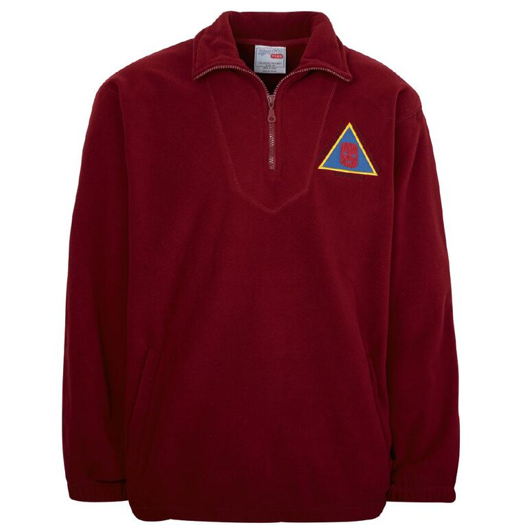 Schooltex Tawhiuau Polar Fleece Top with Embroidery, Burgundy, hi-res