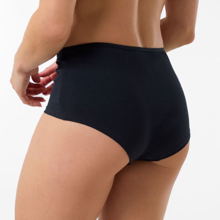 H&H Women's Shortie Briefs 5 Pack, Black, hi-res