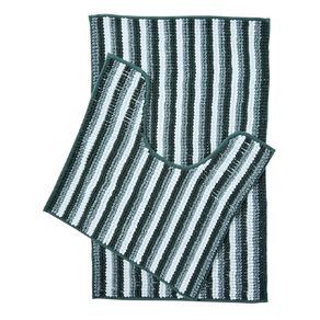 Living & Co Bath Mat Set Pop Stripes 2 Piece Green 50cm x 80cm