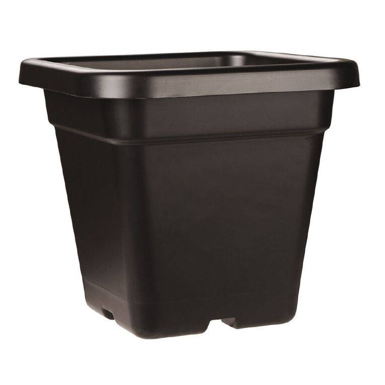ip plastics square resin planter pot 32cm black 18l black the warehouse