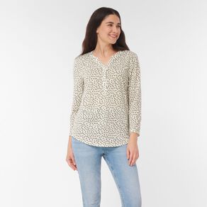H&H Women's 3/4 Sleeve Henley Top
