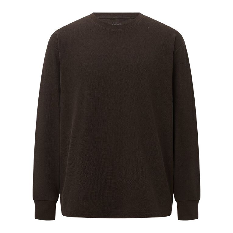 Garage Men's Long Sleeve Boxy Tee, Brown Dark, hi-res