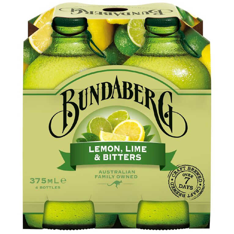 Bundaberg Lemon Lime and Bitters 375ml 4 Pack, , hi-res