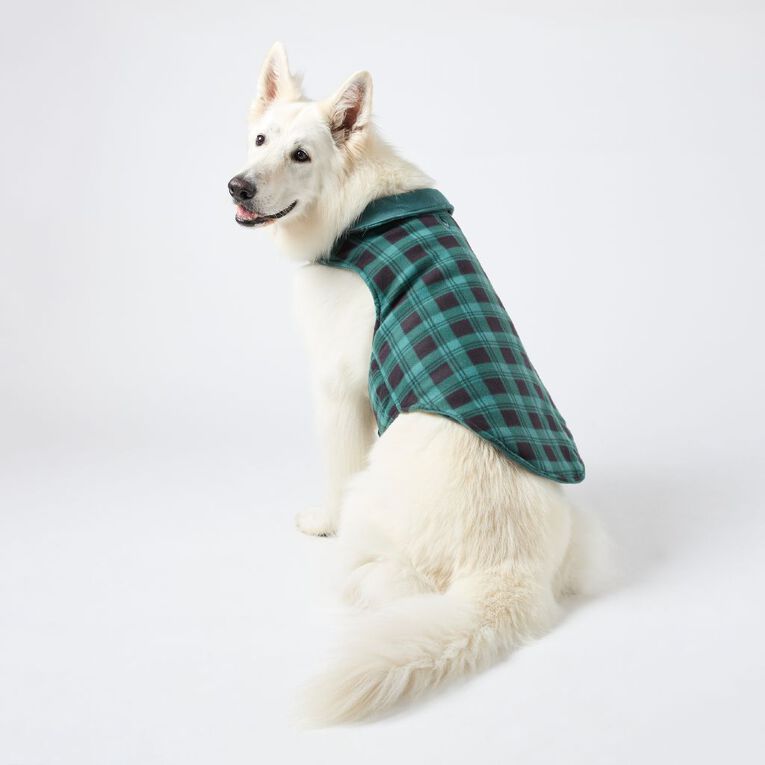Petzone Fleece Pet Jacket Check Green 2XL, , hi-res