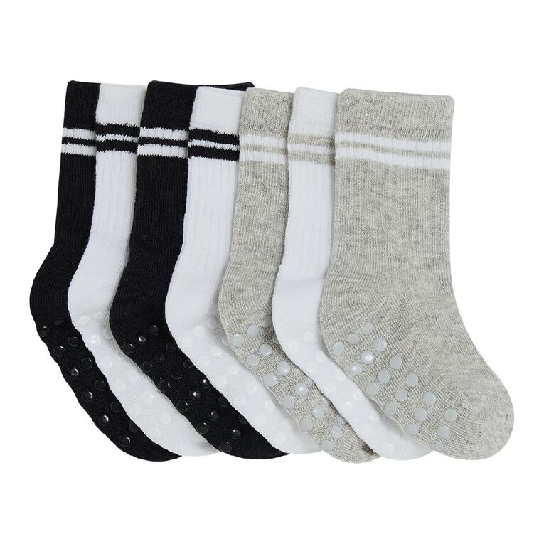 H&H Infants' Grib Rib Crew Socks 7 Pack, Black, hi-res