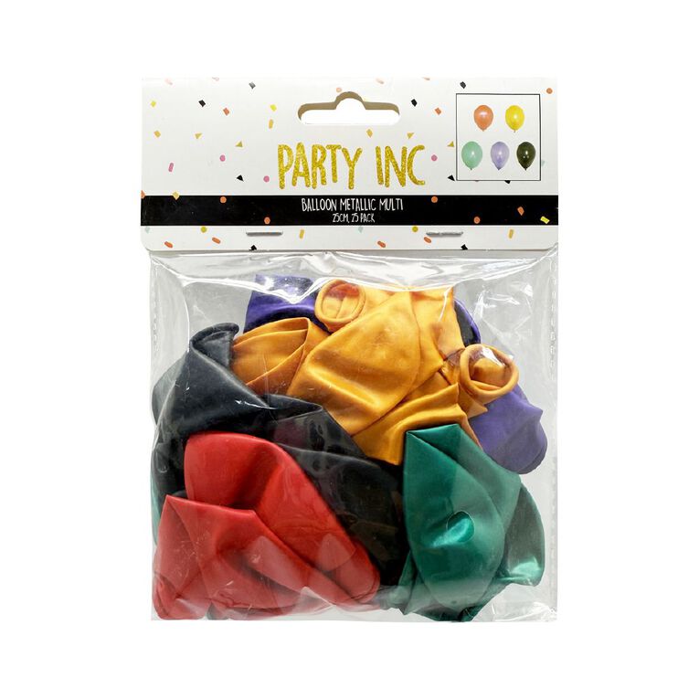 Party Inc Balloon Metallic Multi-Coloured 25cm, , hi-res