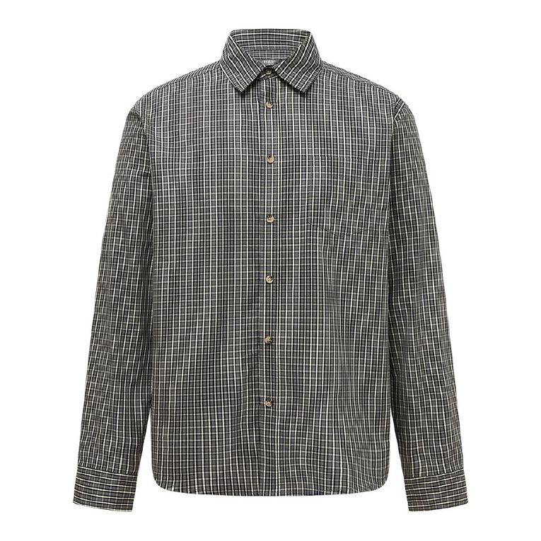 H&H Men's Long Sleeve Check Shirt, Charcoal, hi-res