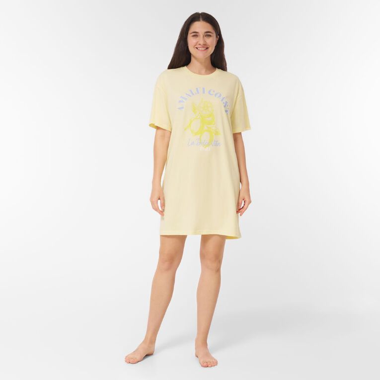 H&H Women's Boxy Tee Nightie, Yellow Light, hi-res
