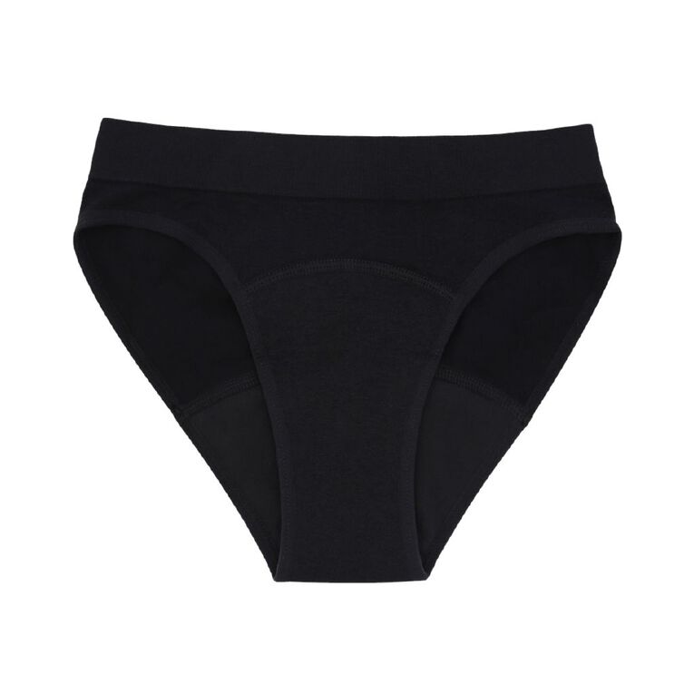 Love Luna Teen First Period Seamfree Bikini Briefs 2 Pack, Black/Green, hi-res