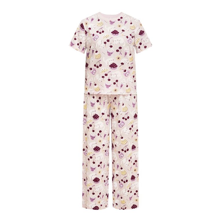 H&H Women's Tee and Pant Pyjama Set, Pink Light, hi-res