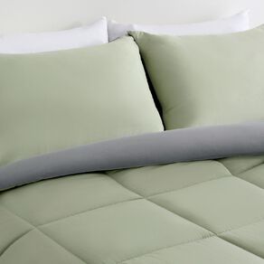 Living & Co Microfibre 2 Piece Comforter Set Grey Green Single