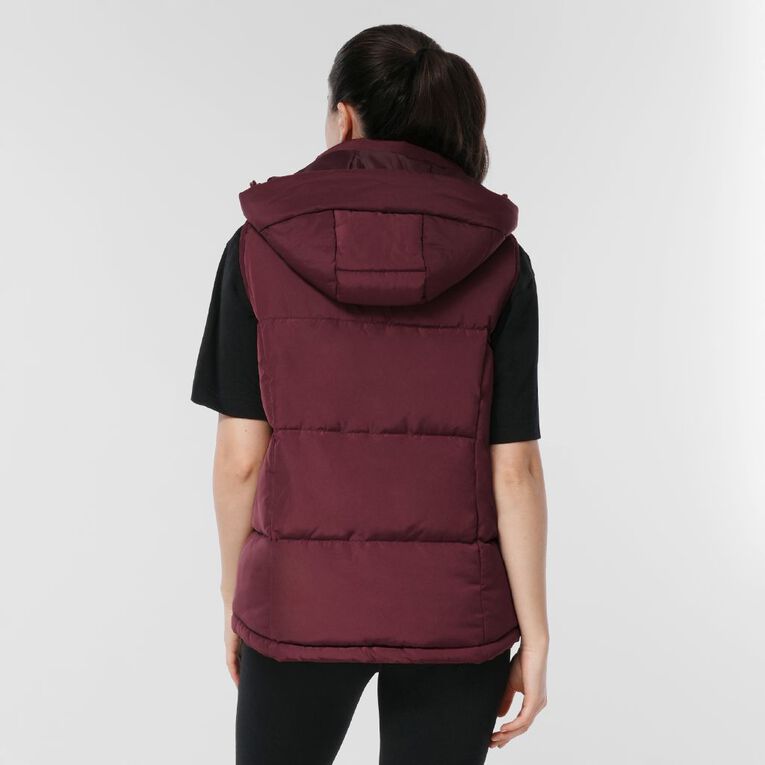 Active Intent Women's Hood Puffer Vest, Red Dark, hi-res