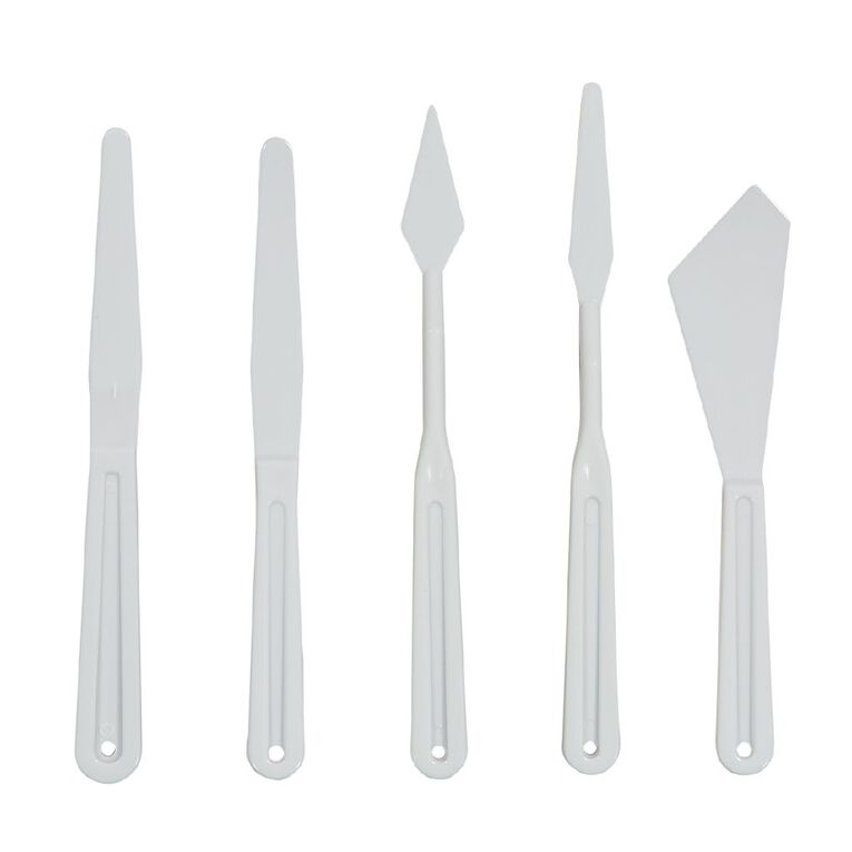 Uniti Plastic Palette Knives 5 Pack White, , hi-res