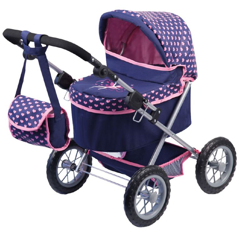 Bayer Dolls Pram Trendy Blue with Pink Trim, , hi-res
