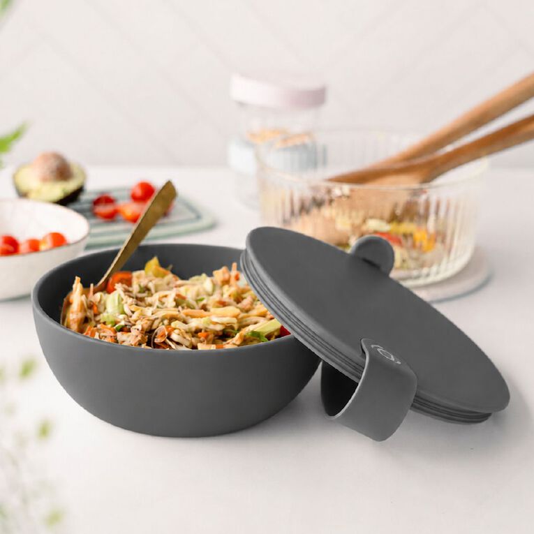 Seymours Versa Salad Bowl Wit Silicon Strap Charcoal, , hi-res