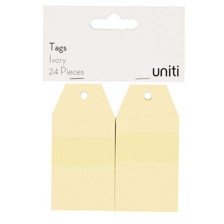Uniti Pearlescent Tags Ivory 24 Piece, , hi-res