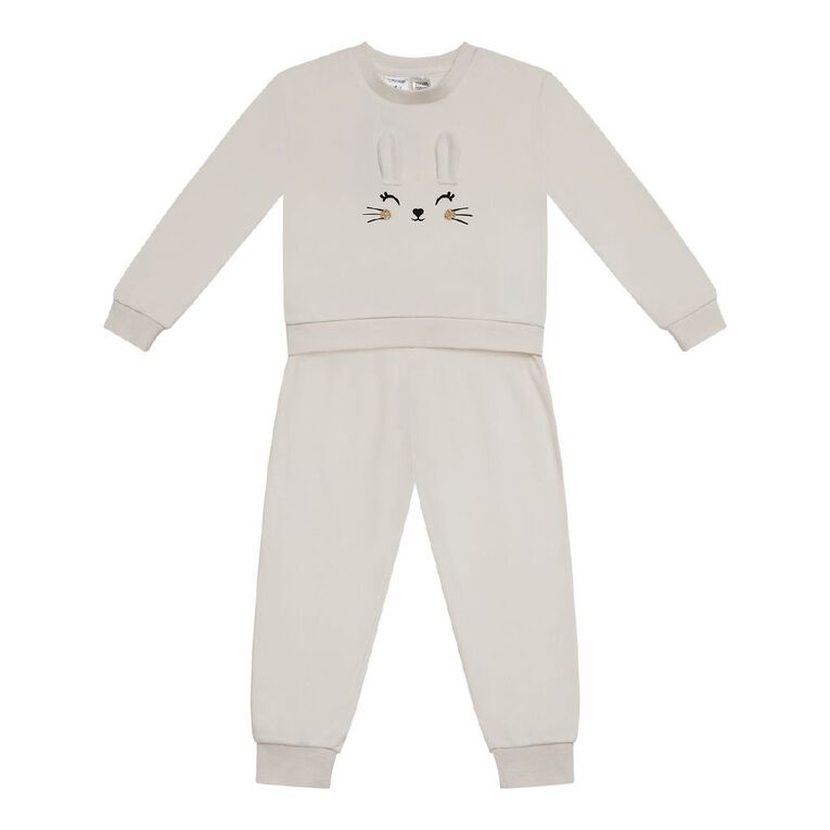 H&H Girls' Soft Mink Pyjama Set, White, hi-res
