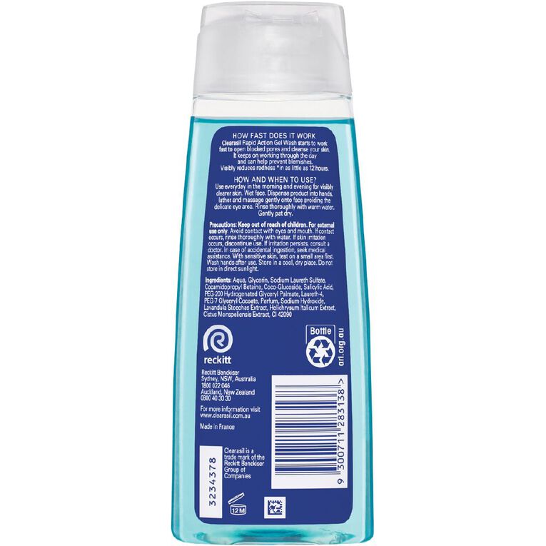 Clearasil Rapid Action Gel Wash 200ml, , hi-res