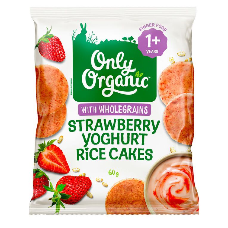 Only Organic Strawberry Rice Cakes 60g, , hi-res
