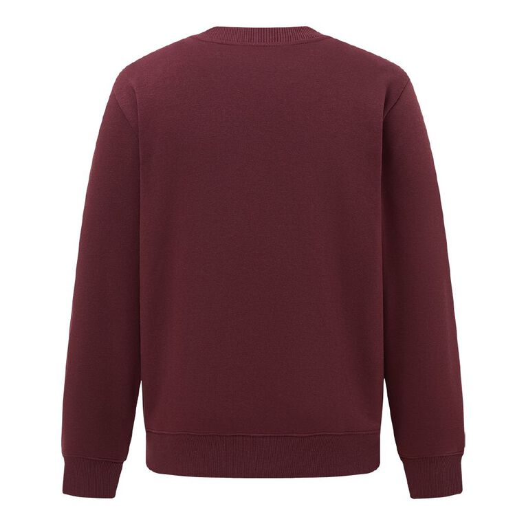 H&H Men's Plain Crew Sweatshirt, Red Dark, hi-res