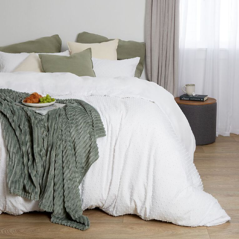 Living & Co Tufted Spot Duvet Cover Set White Super King White The
