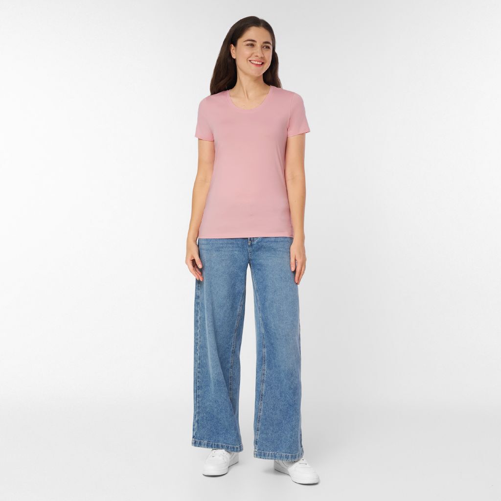 H&H Women's Stretch Scoop Neck Tee Pink Light | The Warehouse