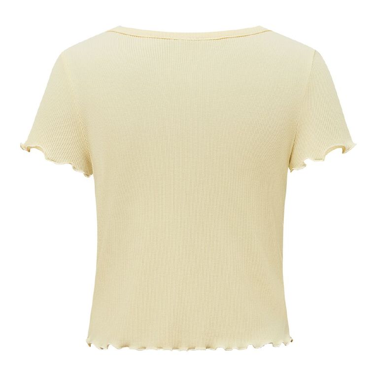 H&H Women's Rib Pyjamas Baby Tee, Yellow Light, hi-res