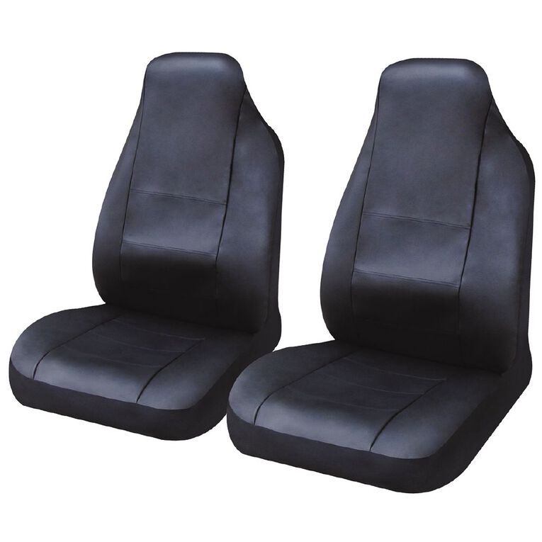 Mako Car Seat Cover Leather Look Front Pair High Back, , hi-res