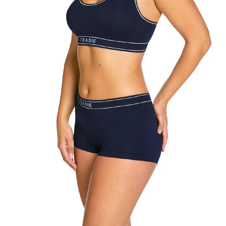 Tradie Women's Contrast Stitch Shortie, Blue Dark, hi-res