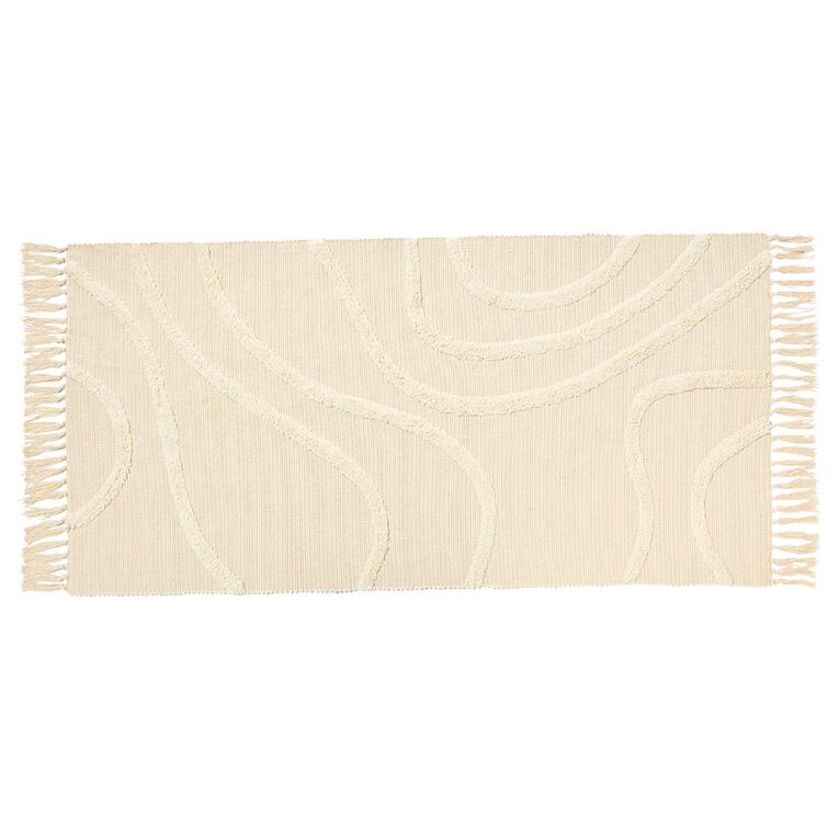 Living & Co Hand Woven Rug 70 x 140cm Natural, , hi-res