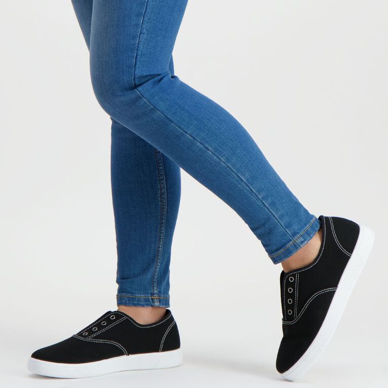 H&H Women's Canvas SlipOn Sneaker Black The Warehouse