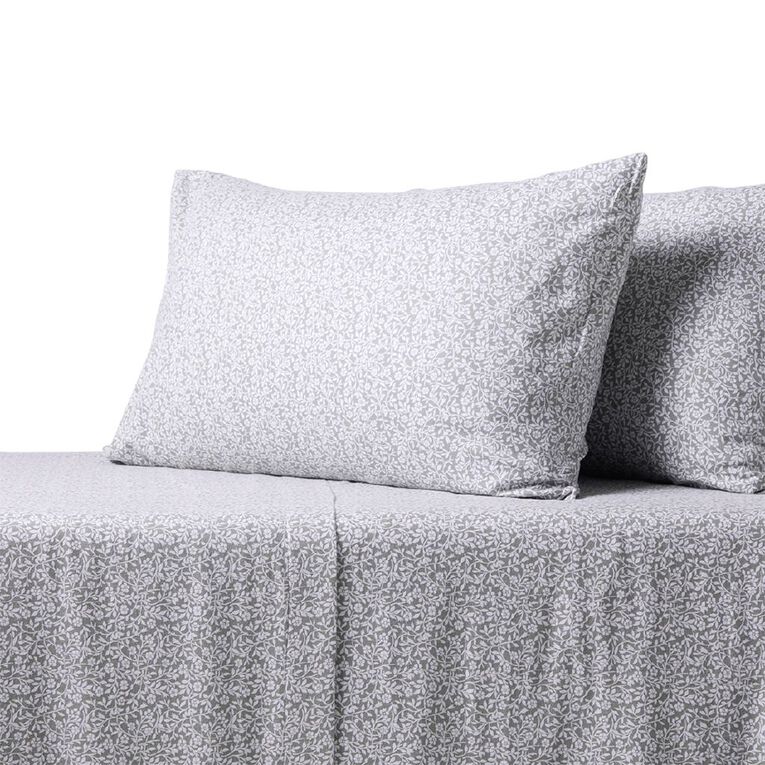 Living & Co Cotton Flannelette Sheet Set Joliet Grey King, , hi-res