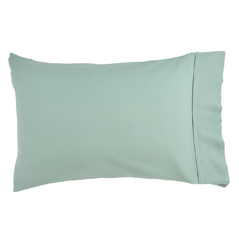 Living & Co 100% Washed Cotton 2 Pack Pillowcase Sage 48cm x 73cm, Sage, hi-res