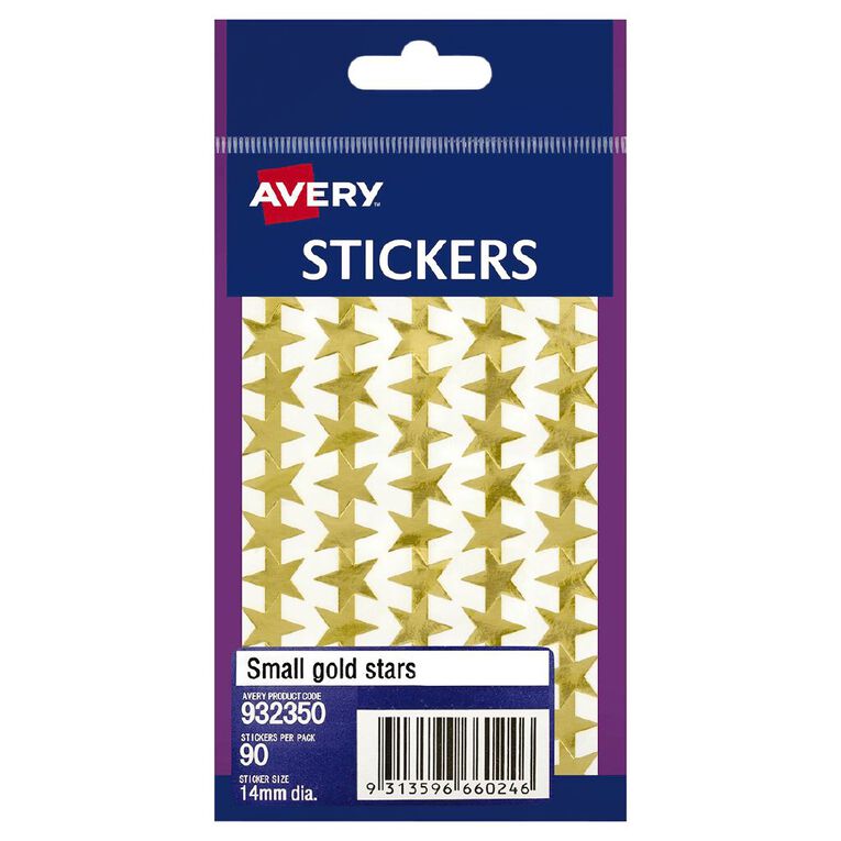 Avery Star Stickers Gold 14mm 90 Labels, , hi-res