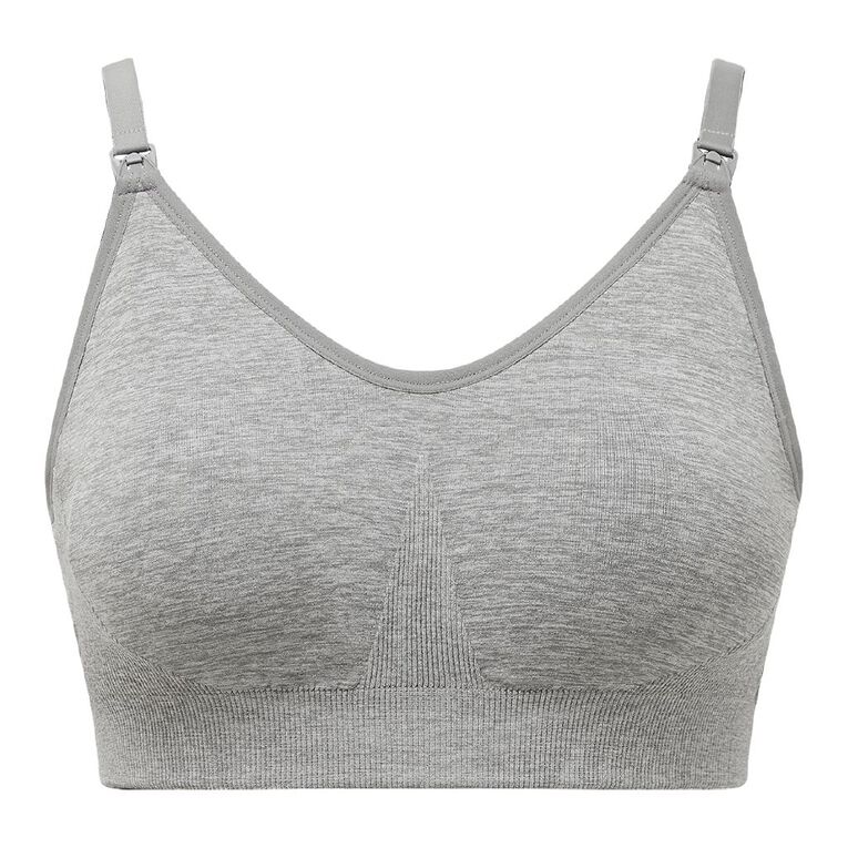 H&H Women's Seamfree Rib Maternity Bra, Grey Marle, hi-res