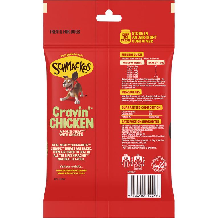 Schmackos Strapz Chicken Dog Treats 200g, , hi-res