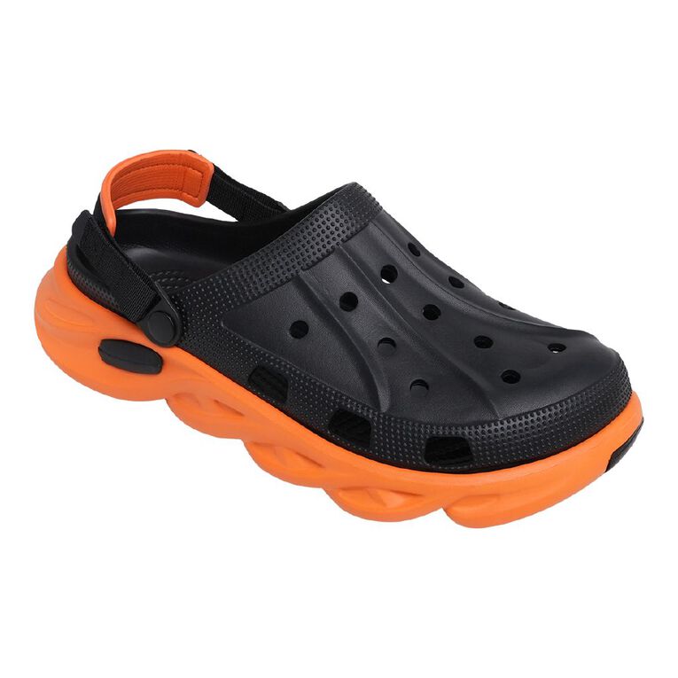 H&H Men's Intrepid Frog Clog Shoes, Black/Orange, hi-res
