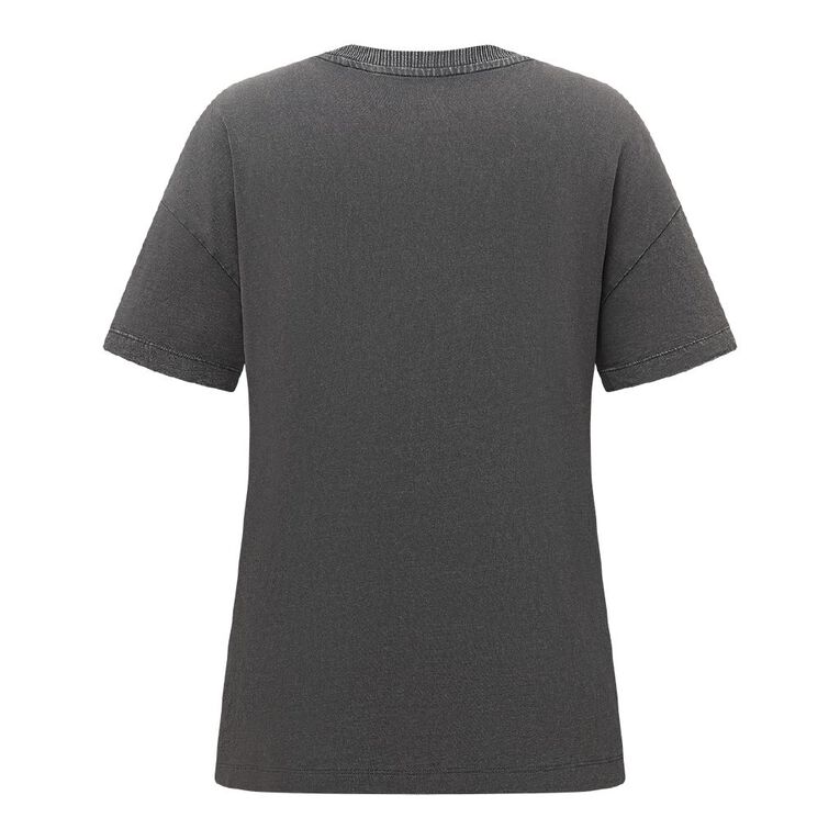 H&H Women's Short Sleeve Boyfriend Graphic Tee, Grey Dark FREEDOM, hi-res