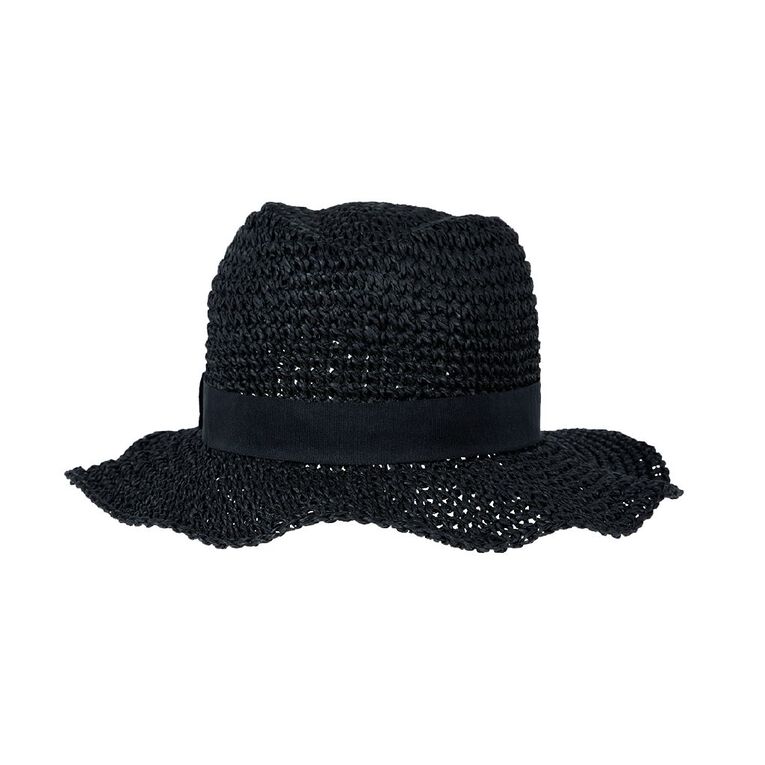 H&H Women's Panama Hat, Black, hi-res