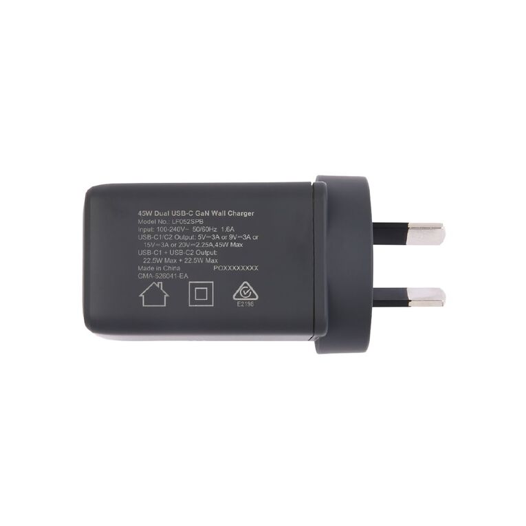 Tech.Inc PD 45W Dual USB-C Fast Charger Space Black, , hi-res