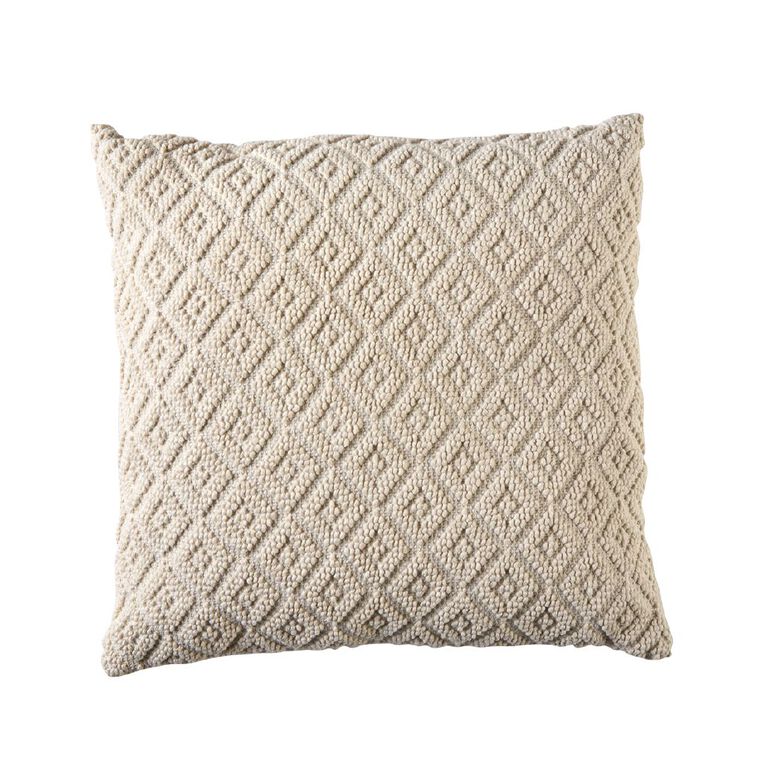 Living & Co Cushion Cotton Diamond Natural 45cm x 45cm, , hi-res
