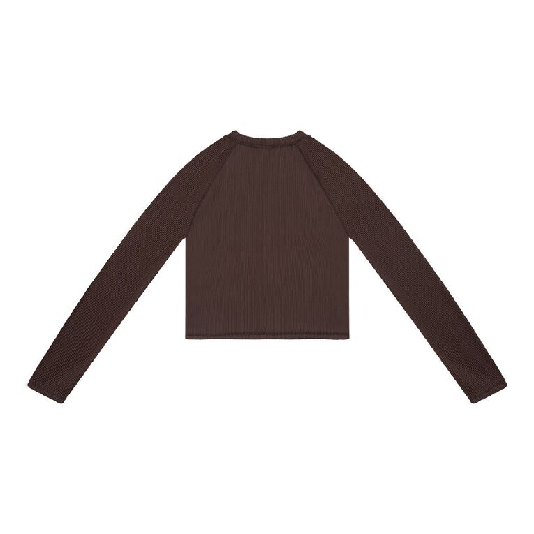 Young Original Long Sleeve Rib Rash Top, Brown Dark, hi-res