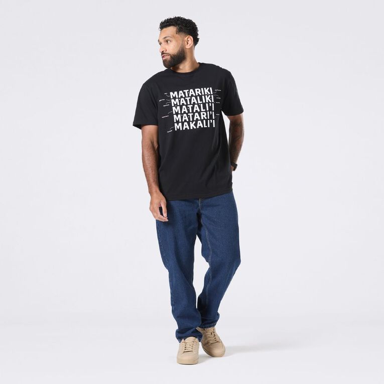 MLC Adults' Matariki Tee, Black, hi-res