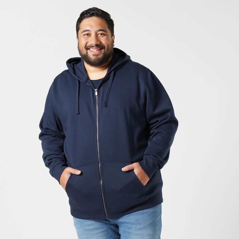 H&H Men's Zip-Thru Hooded Sweatshirt, Blue Dark, hi-res