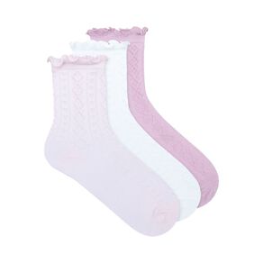 Underworks Girls' Textured Crew Socks 3 Pack
