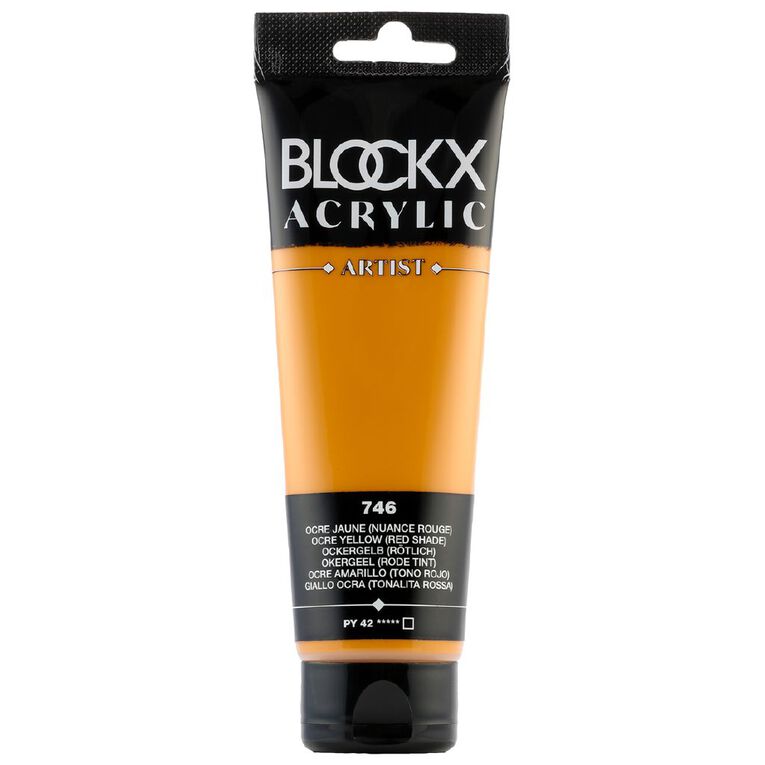 BLOCKX Acrylic Tube 120ml Yellow Ochre Shade Red Red, , hi-res
