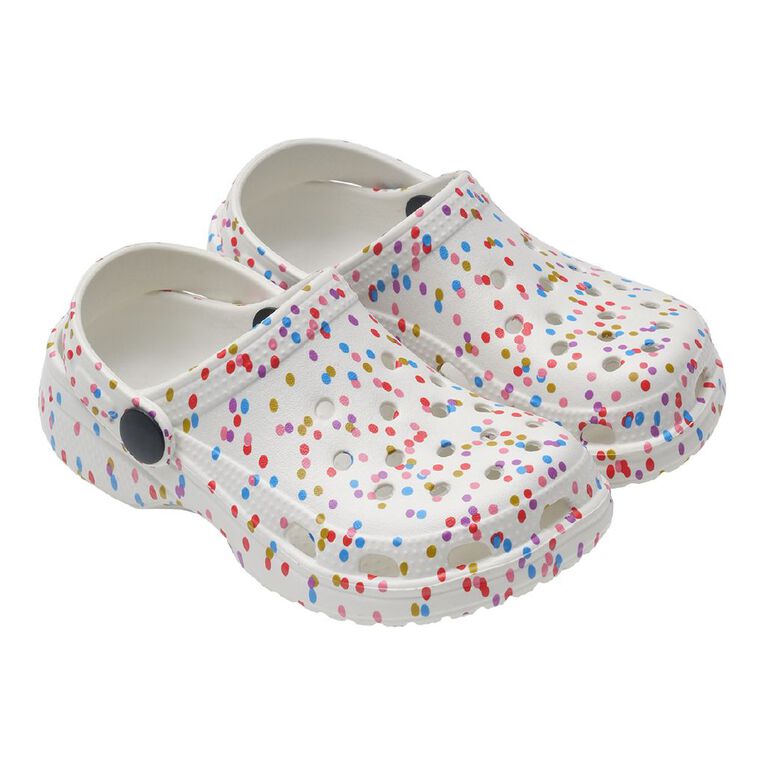 Young Original Junior Kids' Printed Frog Clog Shoes, Cream, hi-res